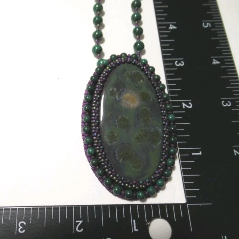 Ooak Artisan Cabochon and Malachite necklace